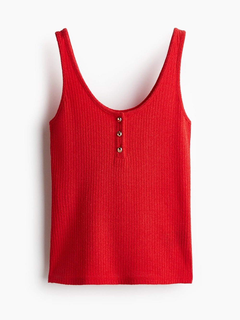 H&M Red Ribbed Tank with Button Front